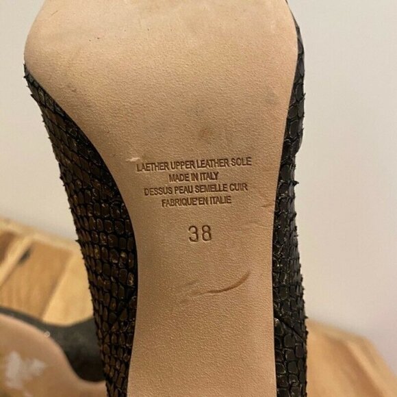 Cavallini Italy Heel Boots Black Gold Snake 8 NEW - Picture 8 of 9